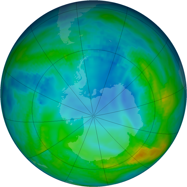 Antarctic ozone map for 16 May 1992
